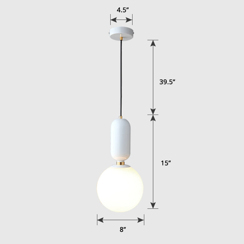 Milky Glass Ball Pendant Lamp - Simplicity 1-Bulb Lighting Fixture For Living Room