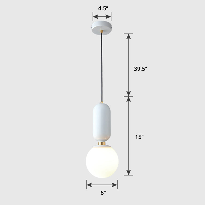 Milky Glass Ball Pendant Lamp - Simplicity 1-Bulb Fixture For Living Room Lighting