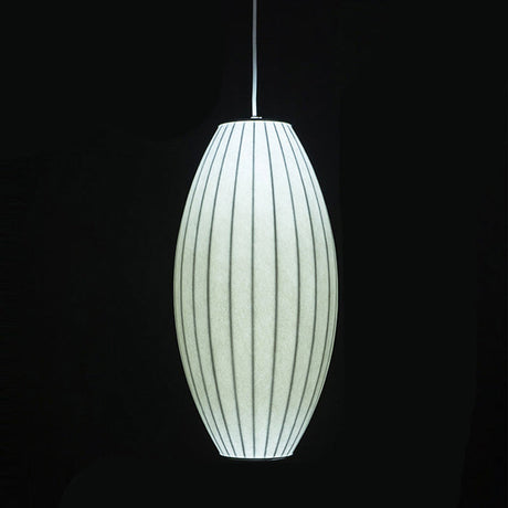 Japanese Style White Lantern Pendant - Single Silk Hanging Lamp Fixture / 10
