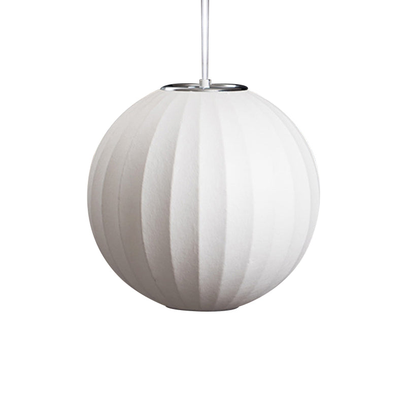 Japanese Style White Lantern Hanging Lamp - Single Artificial Silk Pendant Light Fixture