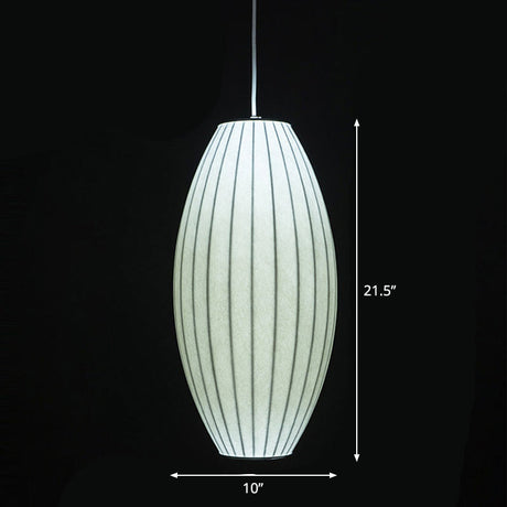 Japanese Style White Lantern Pendant - Single Silk Hanging Lamp Fixture