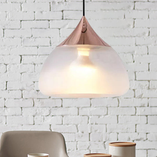 Modern Glass Pendant Light - Stout 1-Light Chrome/Gold/Rose Gold Hanging Design Rose