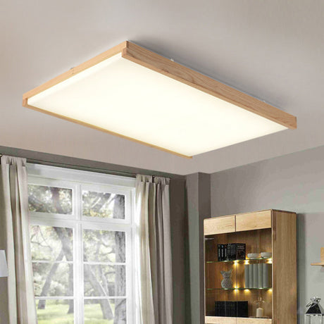 Simplicity Quad Shape Acrylic Flush Mount Ceiling Light For Bedroom - Wood Finish / 37.5’ White