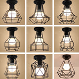 Industrial Cage Metal Ceiling Light In Black - Single - Bulb Semi Flush Fixture Ideal For Corridor