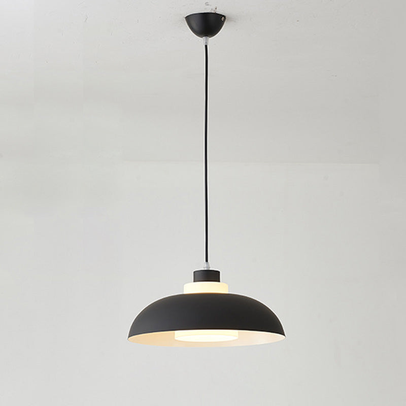 Macaron Aluminum Pendant Lamp: Stylish Single-Bulb Ceiling Hang Light With Acrylic Shade Black /