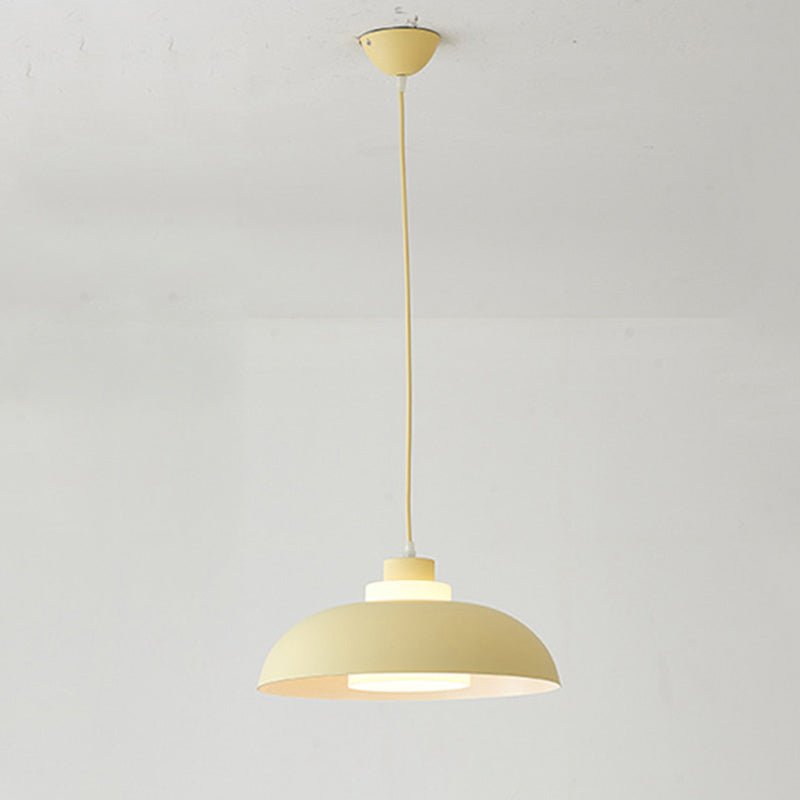 Macaron Aluminum Pendant Lamp: Stylish Single-Bulb Ceiling Hang Light With Acrylic Shade Yellow /