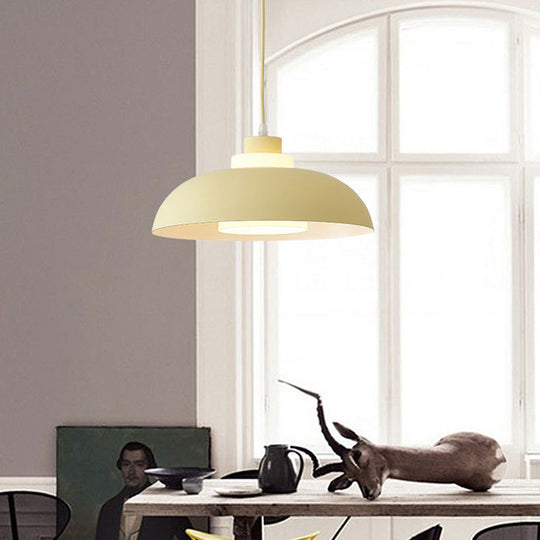 Macaron Aluminum Pendant Lamp: Stylish Single-Bulb Ceiling Hang Light With Acrylic Shade