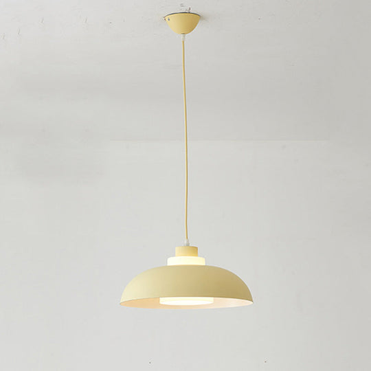 Macaron Single-Bulb Aluminum Ceiling Pendant Light With Acrylic Shade Yellow / 14’