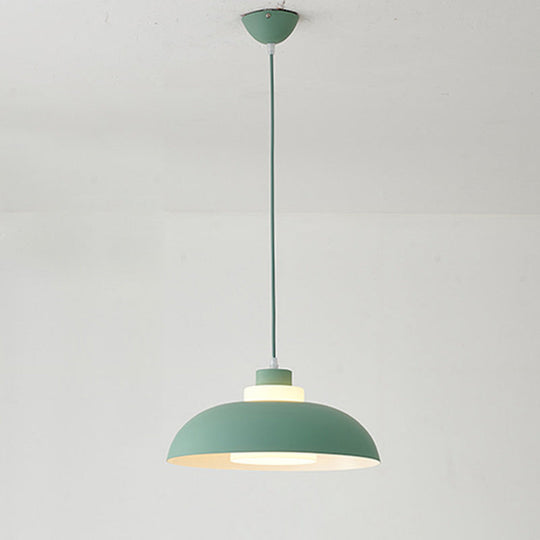 Macaron Single-Bulb Aluminum Ceiling Pendant Light With Acrylic Shade Green / 17.5’