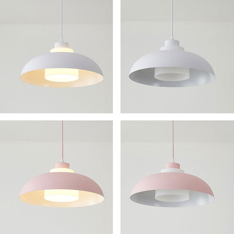Macaron Aluminum Pendant Lamp: Stylish Single-Bulb Ceiling Hang Light With Acrylic Shade