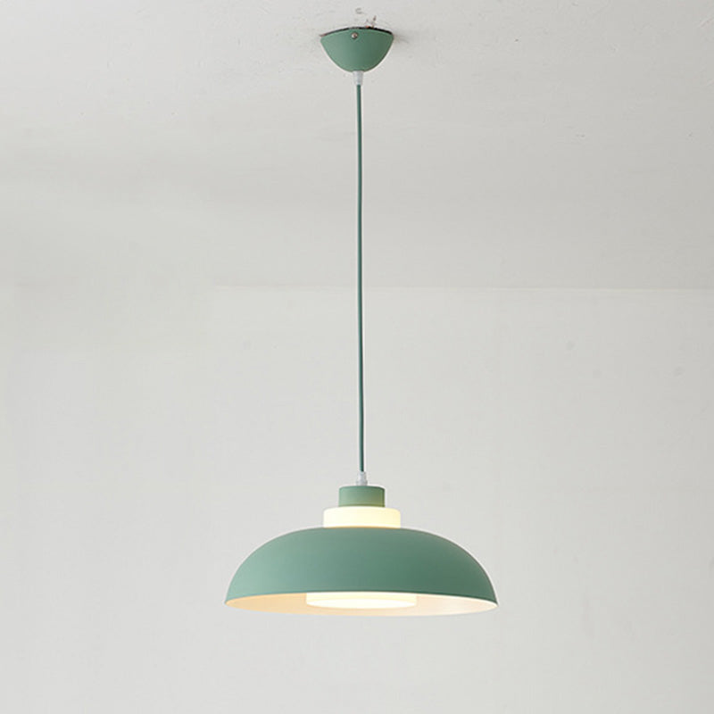 Macaron Aluminum Pendant Lamp: Stylish Single-Bulb Ceiling Hang Light With Acrylic Shade Green /
