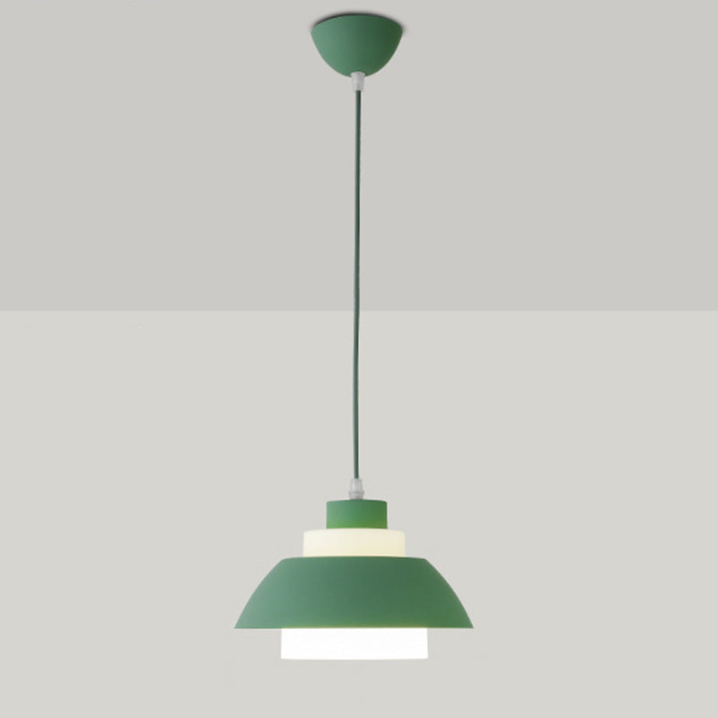 Macaron Aluminum Pendant Lamp: Stylish Single-Bulb Ceiling Hang Light With Acrylic Shade Green / 9