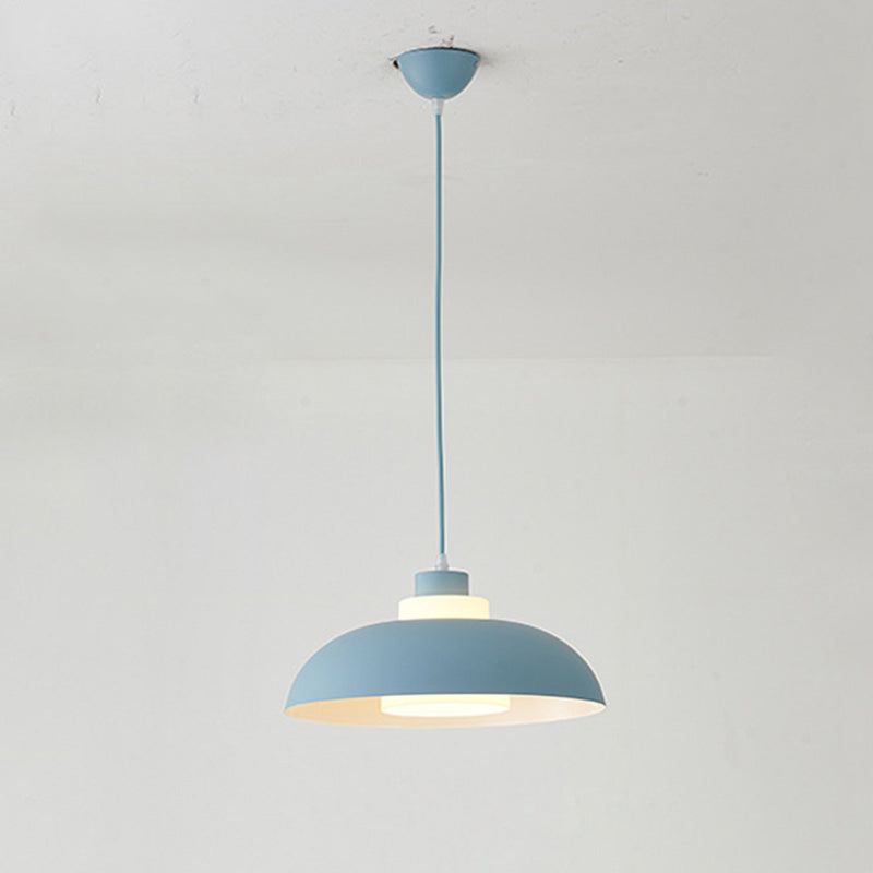 Macaron Aluminum Pendant Lamp: Stylish Single-Bulb Ceiling Hang Light With Acrylic Shade Blue / 17.5