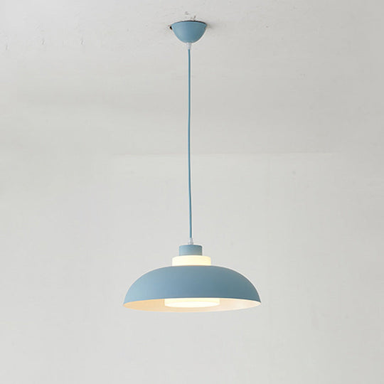 Macaron Aluminum Pendant Lamp: Stylish Single-Bulb Ceiling Hang Light With Acrylic Shade Blue / 15.5