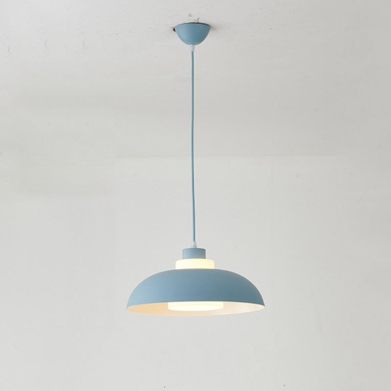 Macaron Single-Bulb Aluminum Ceiling Pendant Light With Acrylic Shade Blue / 14’