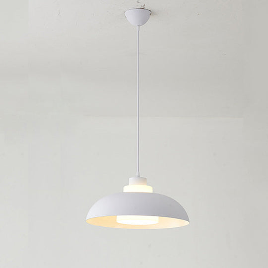 Macaron Single-Bulb Aluminum Ceiling Pendant Light With Acrylic Shade White / 17.5’