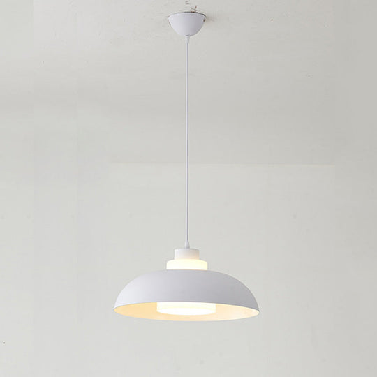 Macaron Single-Bulb Aluminum Ceiling Pendant Light With Acrylic Shade White / 15.5’