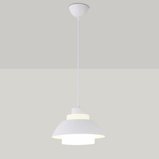 Macaron Aluminum Pendant Lamp: Stylish Single-Bulb Ceiling Hang Light With Acrylic Shade White / 9