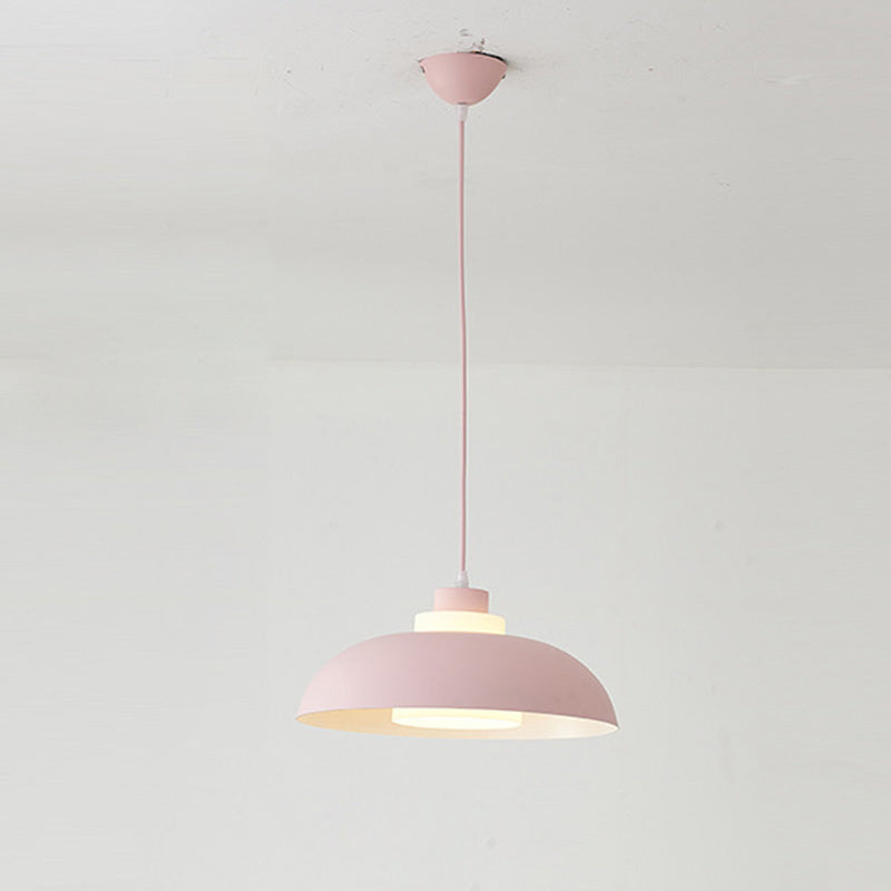 Macaron Aluminum Pendant Lamp: Stylish Single-Bulb Ceiling Hang Light With Acrylic Shade Pink / 17.5