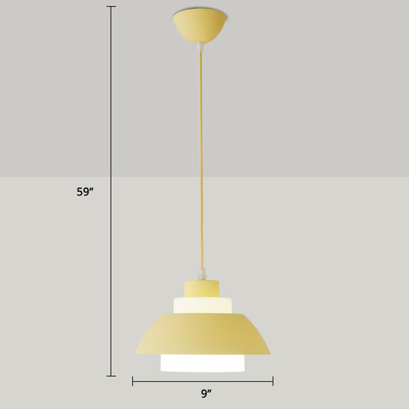 Macaron Aluminum Pendant Lamp: Stylish Single-Bulb Ceiling Hang Light With Acrylic Shade