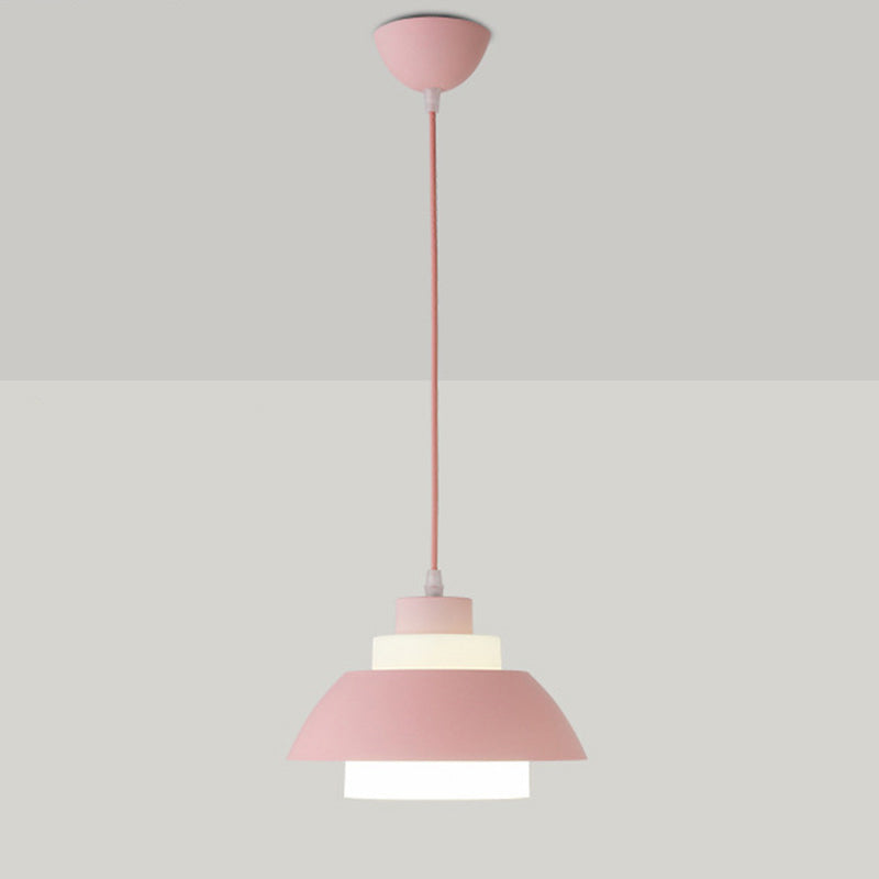 Macaron Aluminum Pendant Lamp: Stylish Single-Bulb Ceiling Hang Light With Acrylic Shade Pink / 9