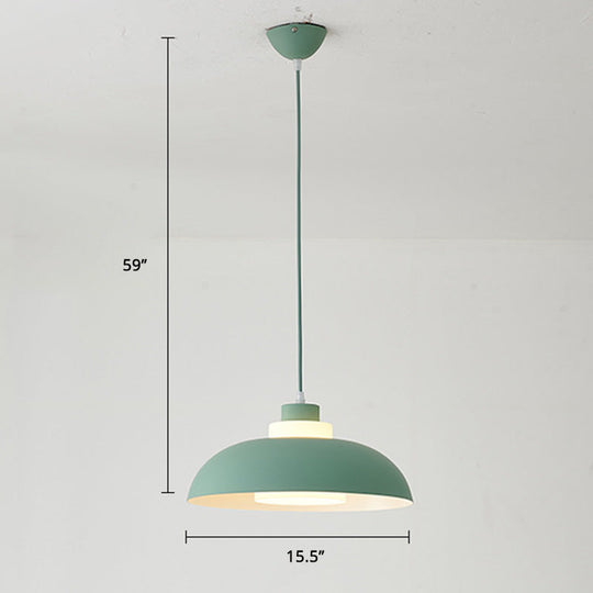 Macaron Single-Bulb Aluminum Ceiling Pendant Light With Acrylic Shade