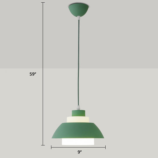 Macaron Single-Bulb Aluminum Ceiling Pendant Light With Acrylic Shade
