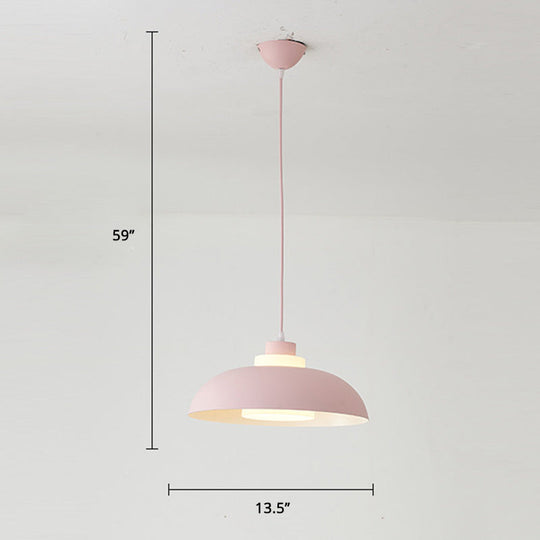 Macaron Single-Bulb Aluminum Ceiling Pendant Light With Acrylic Shade