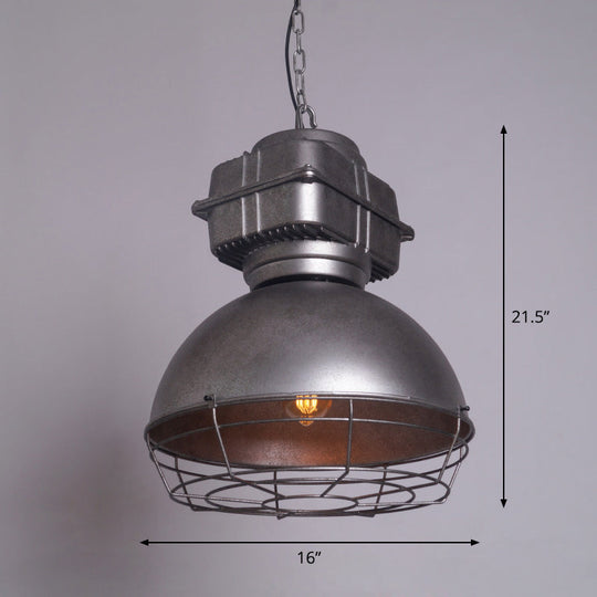 Industrial Metal Pendant Ceiling Lamp: Single-Shade Suspension Lighting For Bistro