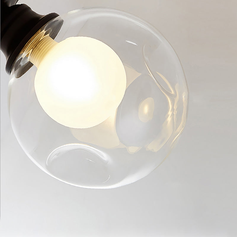 Mini Ball Black Ceiling Flush Mount Light With Dual Blown Glass For Simple And Elegant 1 - Light