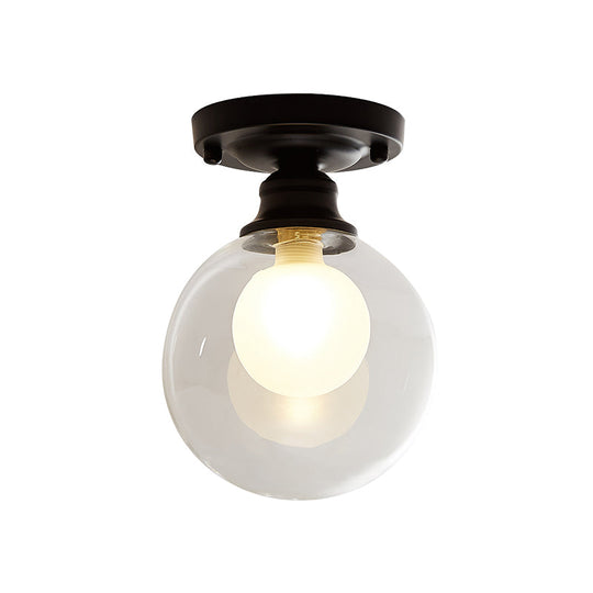 Mini Ball Black Ceiling Flush Mount Light With Dual Blown Glass For Simple And Elegant 1 - Light