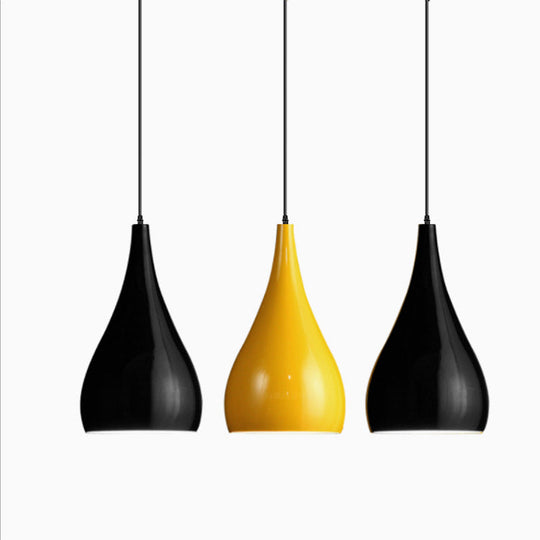 Teardrop Shaped Macaron Metal Pendant Light Fixture - 1 Ceiling Suspension For Dining Room