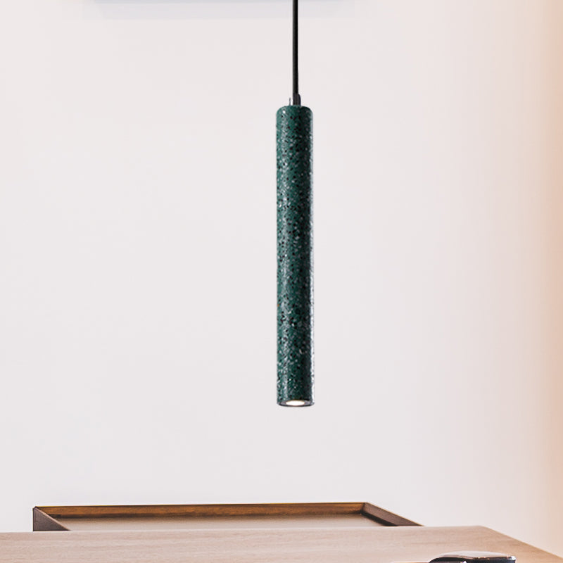 Nordic Cement Tube Pendant Light 1 Yellow/Blue/Green Hangs 12 Or 21.5H Green /