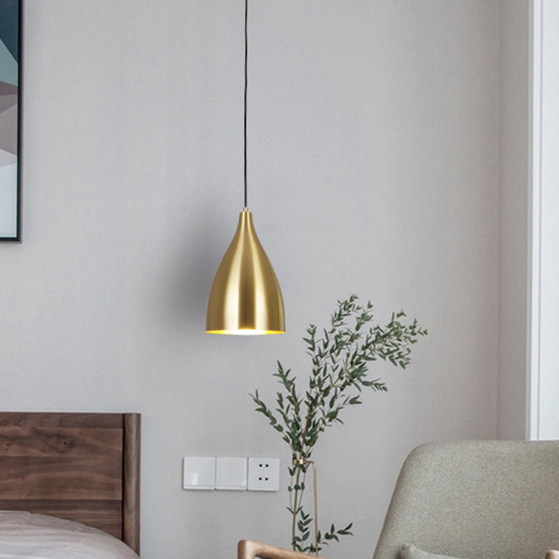 Modern Gold Plated Bullet-Shaped Hanging Lamp Pendant For Restaurants