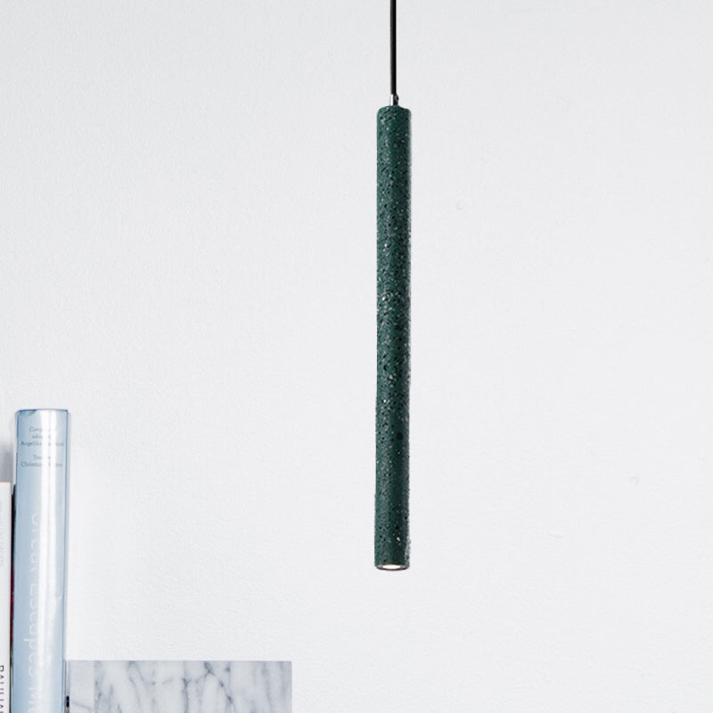 Nordic Cement Tube Pendant Light 1 Yellow/Blue/Green Hangs 12 Or 21.5H Green / 21.5