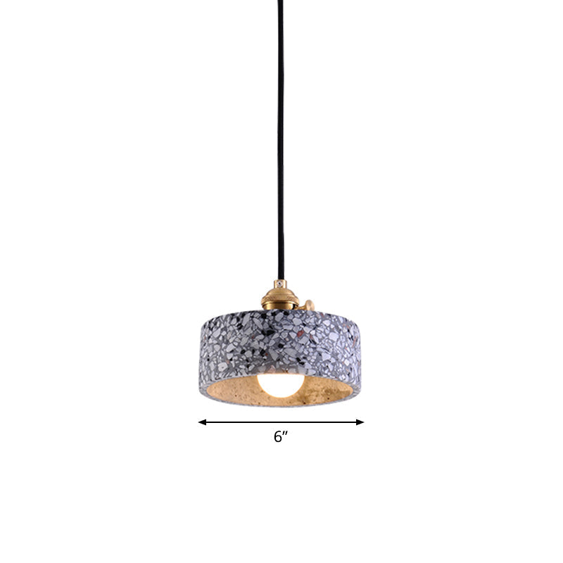 Terrazzo Single Simplicity Pendant Lamp: Round Bedside Hanging Light Fixture With Rotary Switch