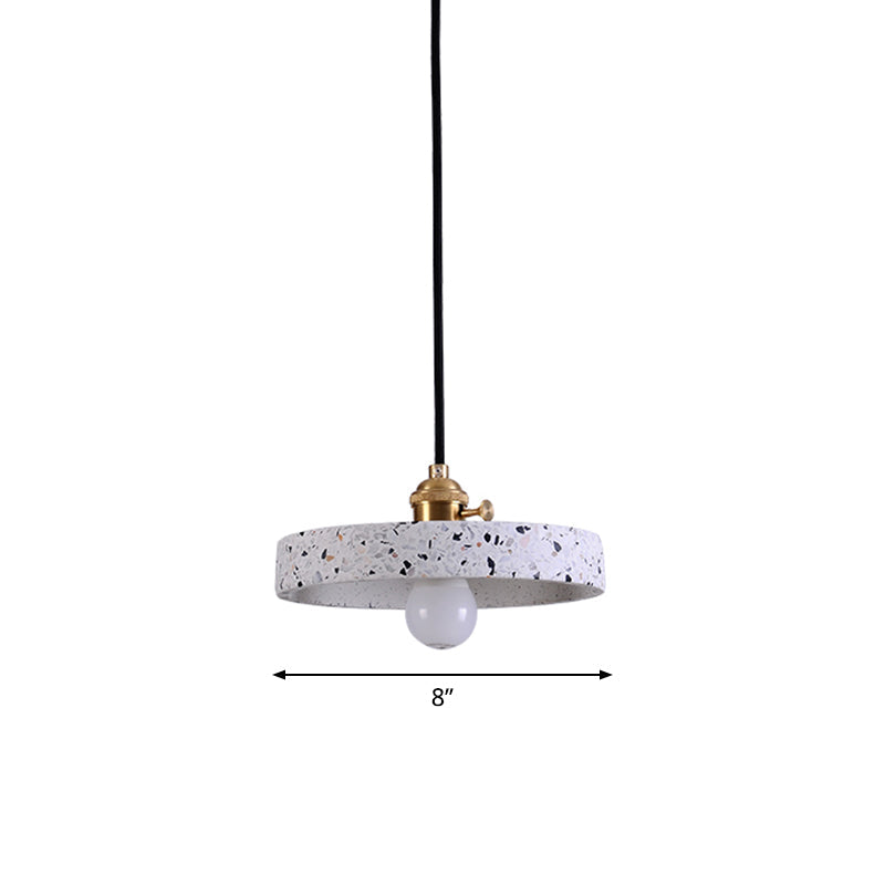 Terrazzo Single Simplicity Pendant Lamp: Round Bedside Hanging Light Fixture With Rotary Switch