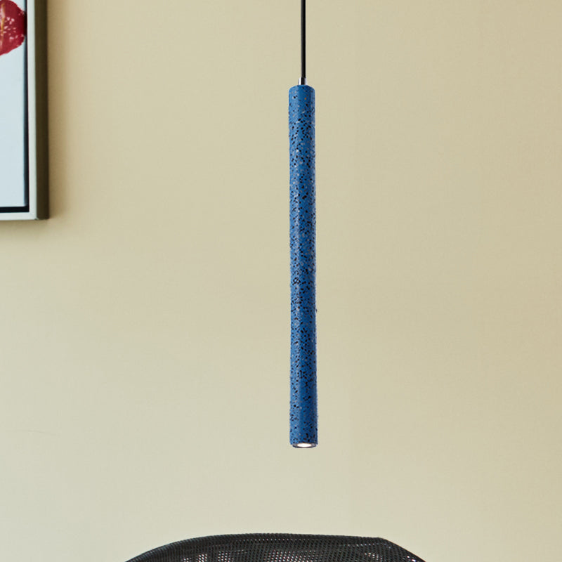 Nordic Cement Tube Pendant Light - 1 Yellow/Blue/Green 12’/21.5’H