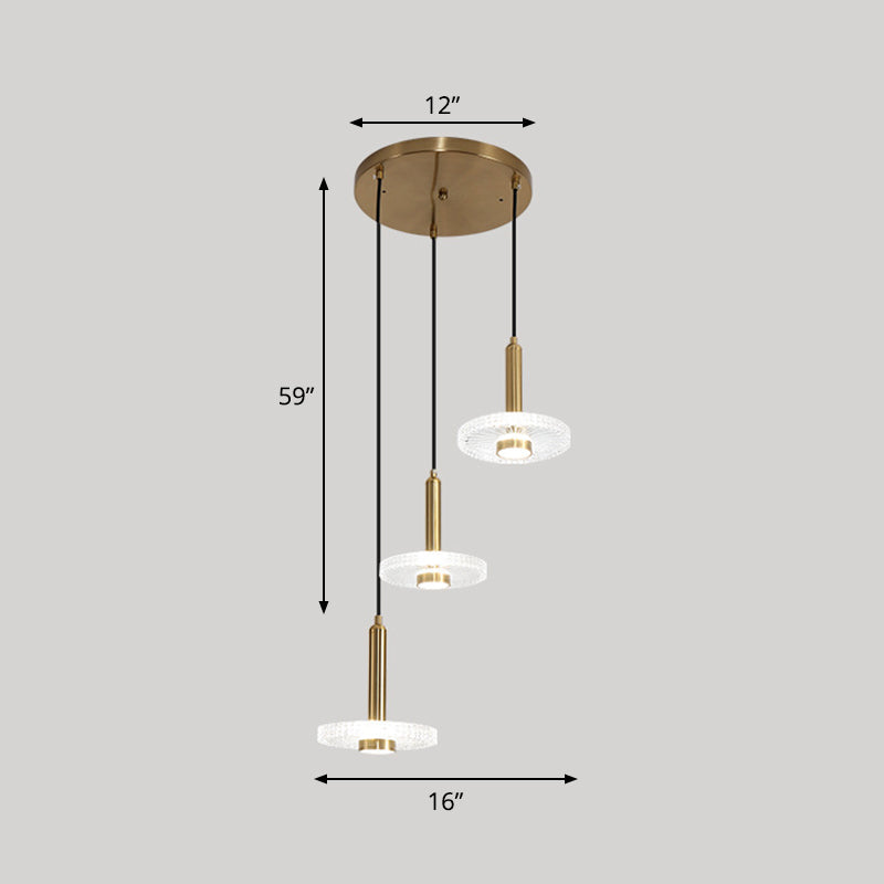 Sleek Gold Led Hanging Light Fixture For Bedroom - Simplicity Acrylic Shade Ceiling Lamp