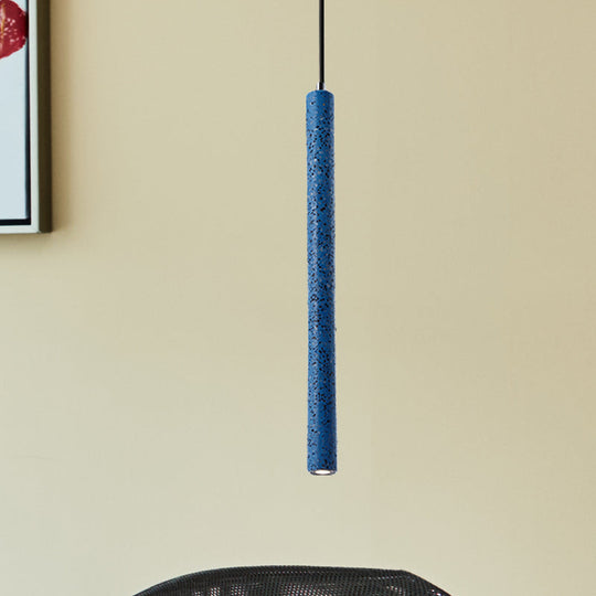 Nordic Cement Tube Pendant Light 1 Yellow/Blue/Green Hangs 12 Or 21.5H