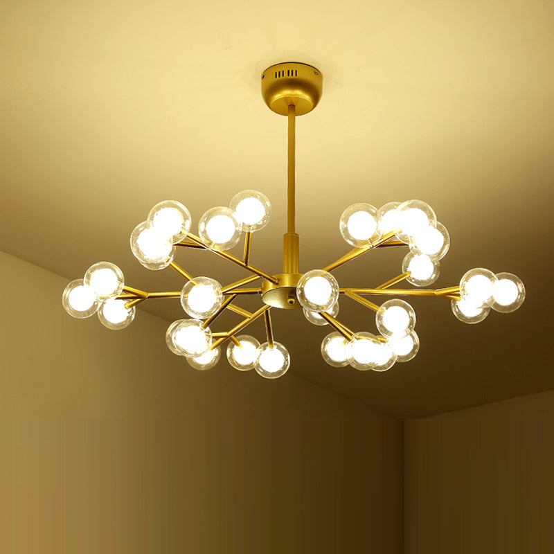 Glowworm Chandelier Light: Dual Glass Nordic Suspension Pendant For Living Room 30 / Gold