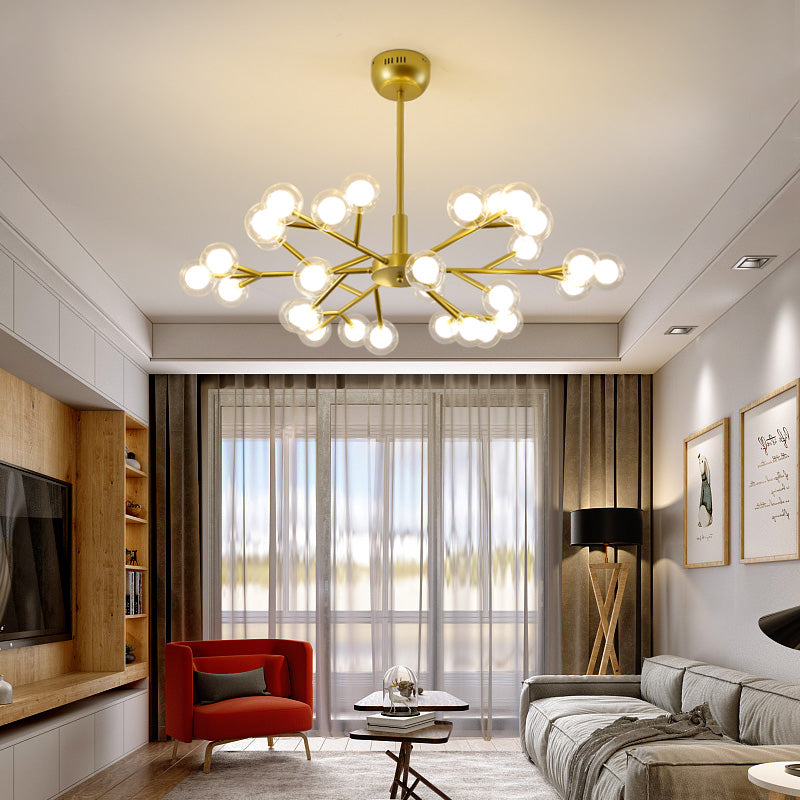 Glowworm Chandelier Light: Dual Glass Nordic Suspension Pendant For Living Room