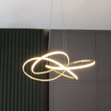 Gold Plated Pendant Chandelier: Minimalistic Metal Led Suspension Light For Restaurants