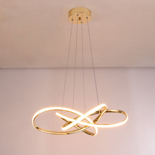 Gold Plated Pendant Chandelier: Minimalistic Metal Led Suspension Light For Restaurants