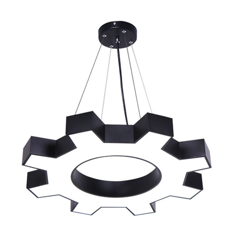 Modern Led Gear Shaped Gym Pendant Lighting: Metallic & Stylish Hanging Light Fixture