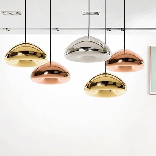 Postmodern Blown Glass Pendant Light - Recessed Shade 1 Head Ideal For Restaurants And Ceilings