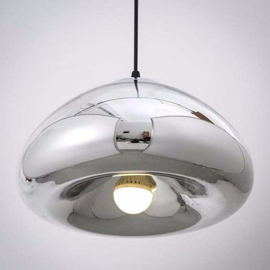 Postmodern Blown Glass Pendant Light - Recessed Shade 1 Head Ideal For Restaurants And Ceilings