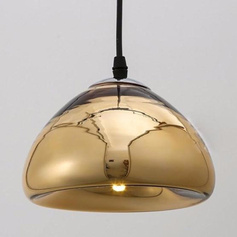 Elegant Glass Drop Pendant Light For Restaurants - Postmodern Style Ceiling Hang Recessed Shade Gold