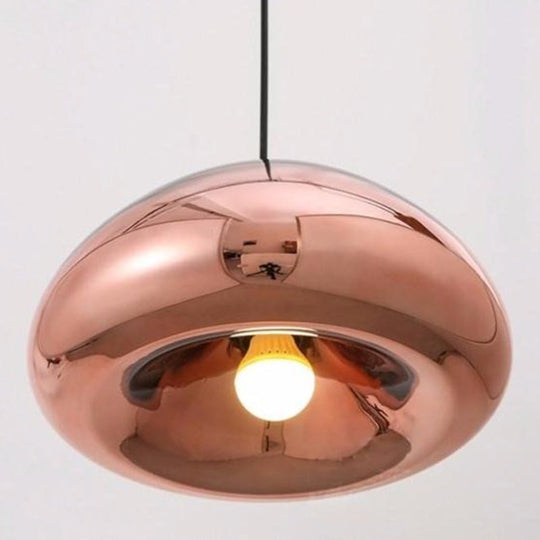 Postmodern Blown Glass Pendant Light - Recessed Shade 1 Head Ideal For Restaurants And Ceilings
