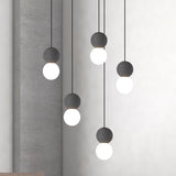 Gourd Shaped Terrazzo Hanging Lamp With Opal Glass Shade